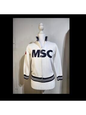 MSC Boys Basic Jacket White Navy 8 Years Zip 60% Cotton 40% RPET Polyester